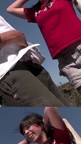 Brunette teen gets fucked outdoors