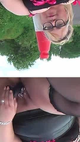 Outside with Black Dildo