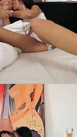 Short hair mature eats this brunettes pussy