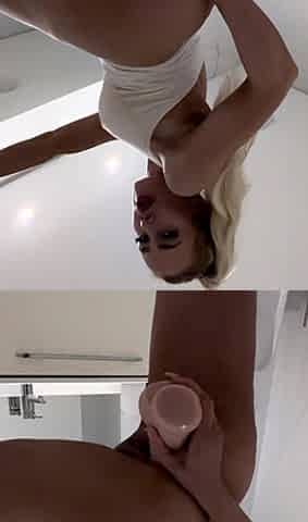 Peeing blonde fetish babe uses toy in her tight pussy