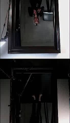 Ebony Latex Rubber Catsuit Selfie SmartPhone Movie scene