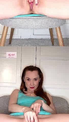 Filthy Talking Doxy Widens Her Legs and Uses Thong As Choker
