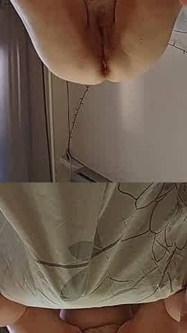Stepmom Masturbates Her Pussy and I Jerk off and Cum on Her Big Ass