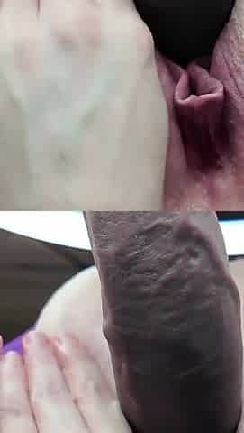 Pale BBW Pink Pussy Grips Thick BBC Dildo Chair Ride - Under POV
