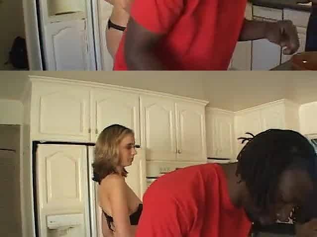 Blonde teen takes 2 ebony cocks