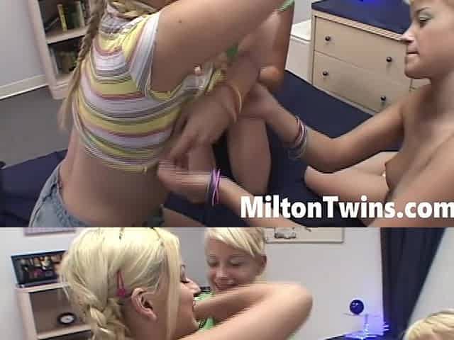 Milton Twin Lesbian and Masturbate Threesome