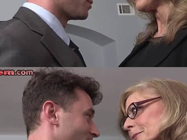 Breasty older cougar gets twat nailed by office associate