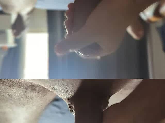 Masturbating with some sun rays throughout the window