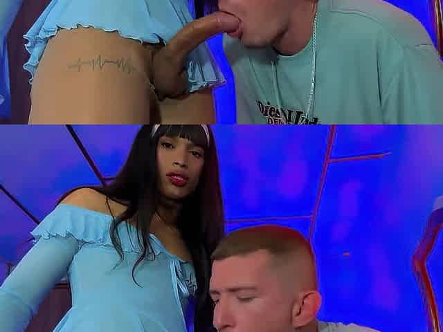 I Suck My Curved and Hard Stud and I Make a Mess of Milk in His Throat