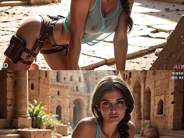 Lara Croft - This babe plundered my balls and sucked each final drop of Cum without me. [AI Generated]