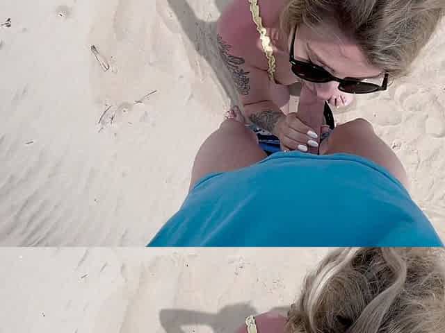 Amateur Blonde Blowjob handjob and cumshot