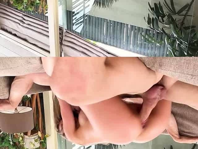 Busty blond outdoor doggystyle