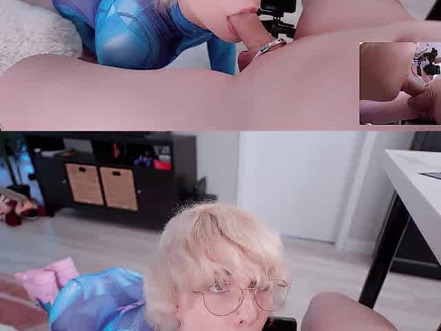 Femboy Samus Aran cocksucker (Go pro view)