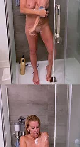 Ebony girl showers her big ass amp masturbating