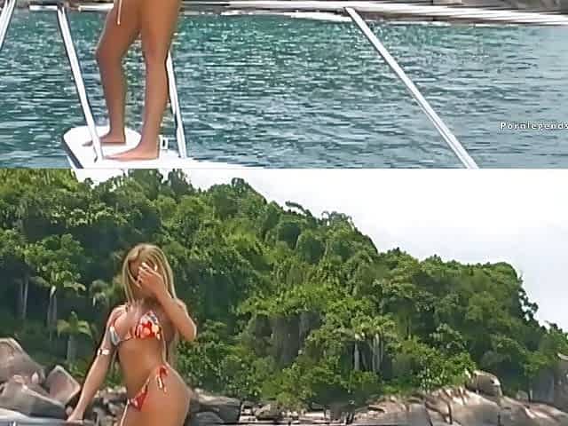 Tanned Priscila Prado gets fucked in the ass on a boat