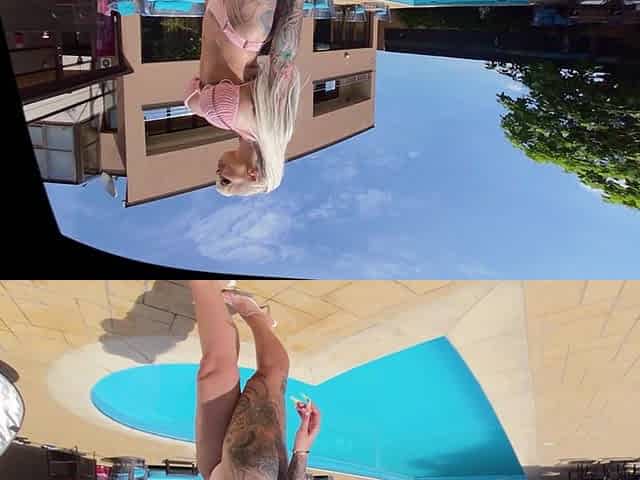Backstage Blondie Bombshell Fucked by the Pool