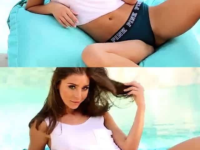 Blonde Skinny Teen Guerlain in an Interracial Pool Video