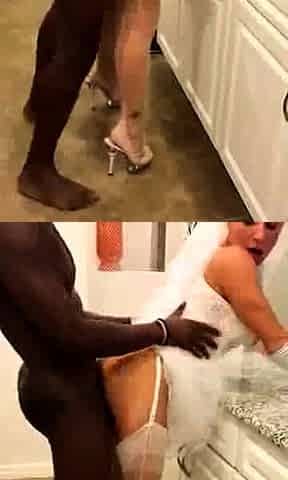 Interracial threesome with one screaming slut and two BBCs c