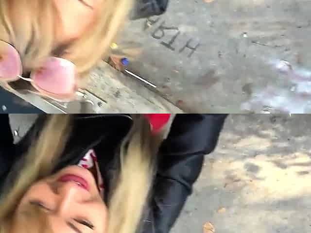Public kinky blonde babe cocksucking