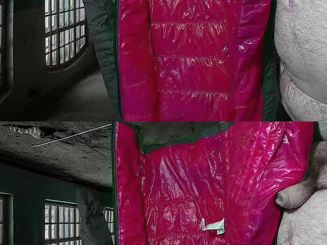 Cumming on Girlfriend's Pink Lining of PZ Down Jacket