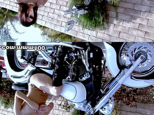 Busty Pornstar Veronica Rayne Strips & Plays on a Motorcycle - MMM100