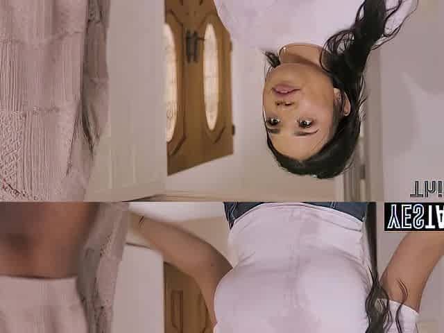 Large melons curvy Latin chick teen widens corpulent butt for coarse sex with her sly excited neighbour