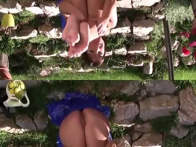 Teases In The Garden Nude With Maria Bellucci