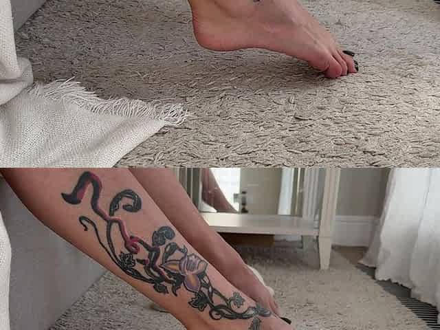 My Fluffy Slippers on My Bare Feet with Long Toes, Black Toenails