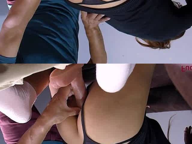 Glamorous doxy trains her dilated butthole with 3 giant dildos.