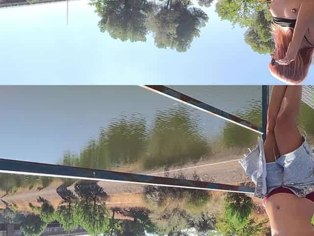 Risky Public Masturbation by the River