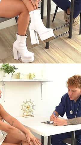 The Little Blonde Goes to the Doctor and Cures Her with Her Huge Cock