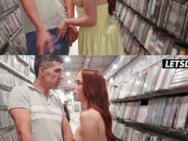 Sloppy Public Cocksucking... Then This chab Bows Her Over Shelves and Screws Her Twat
