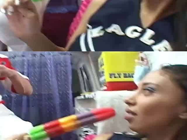 Latin babe teen cheerleader gets banged in the back of an ice cream truck