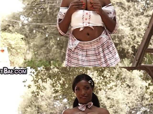 College Ebony bigass babe with big titties gets humped