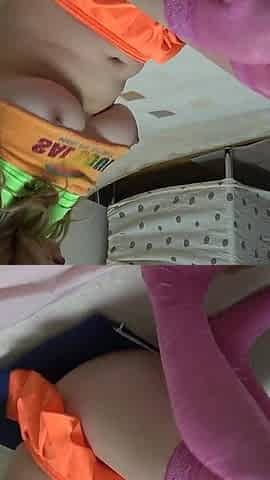 Girls-only Apartment in Japan, Big Tits Spill Out, Micro-mini Skirt, G-string Wedgie, Sexy Fitness with a Chubby Girl