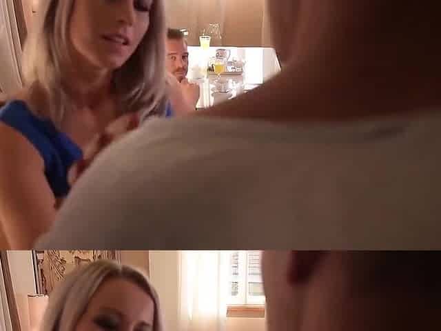 Hot Wife In Red Heels Rides Delivery Stud While Her Hubby Feeds Her Mouth With His Thick S With Licky Lex