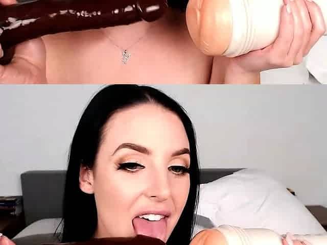 Busty brunette foot fetish and footjob in nylons