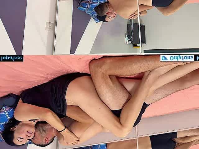 A aged Oriental stepmom gets very horny from gentle fondles and kisses