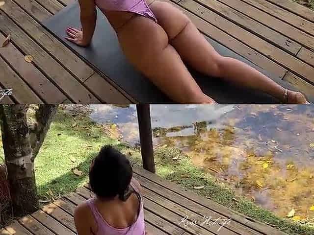 Like a wonderful married whore, I did yoga by the lake wearing a swimsuit that was totally wedged in my vagina.