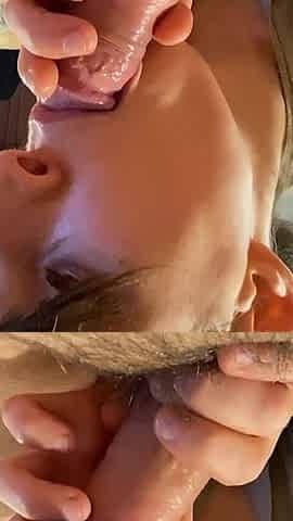 POV Blowjob Slowly Tongue Job Bordering Cock, Real Wife