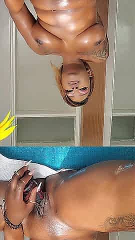TINY BLACK SOLVES HER EXCITED PROBLEM AND SQUIRTS ALL OVER THE SEX TOY????