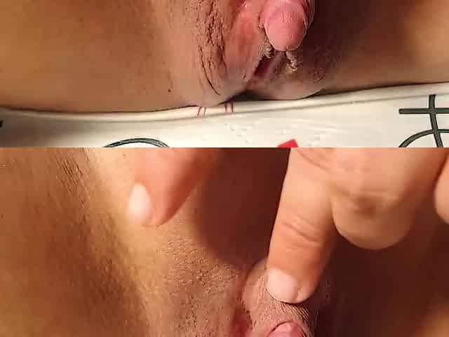 Hot pussy spreading close up for solo toying stunner