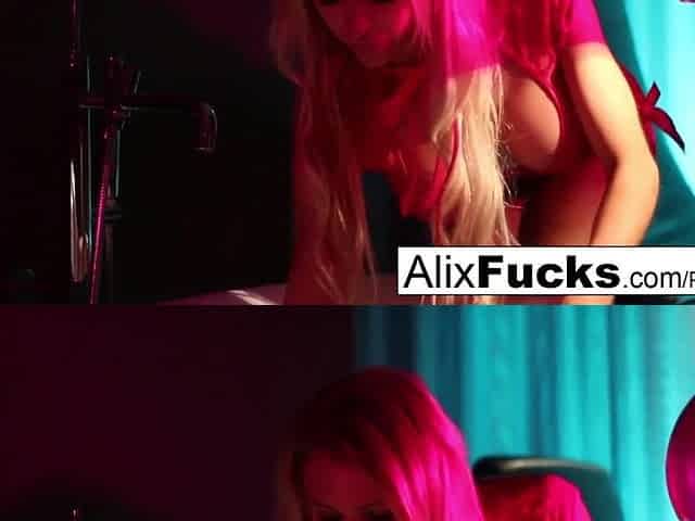 Breasty Alix takes a hawt washroom with a booty-plug