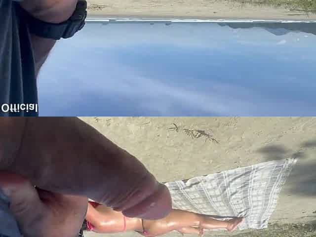 Large butt showing her booty in a micro bikini