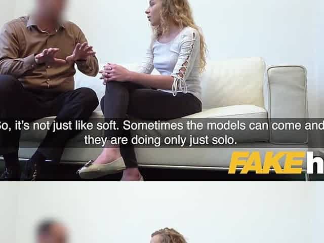 Sexy blonde French model in perfect casting blowjob and fuck