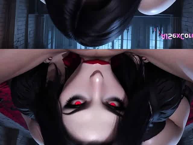 Crimson-Eyed Goth Babe Teases Until That Cumshot Bursts (AI)
