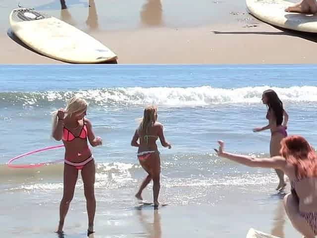 Sultry sirens Tiffany and Valerie frolic outdoors in tiny bikinis
