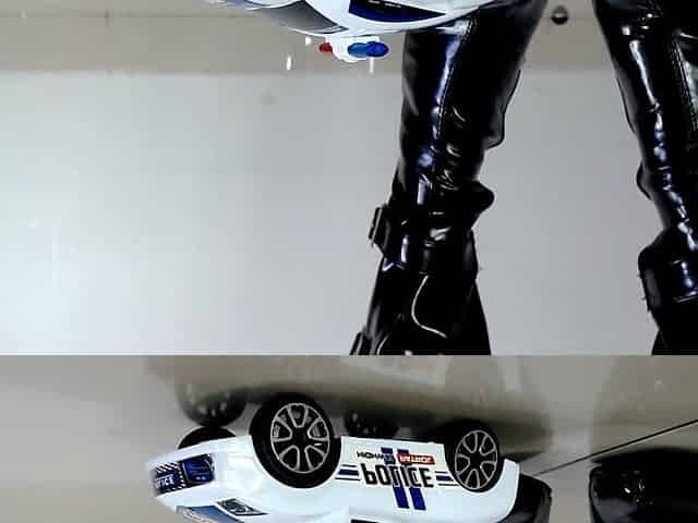 Domme Giantess Latex Boot Stomped Crushed Cop Car