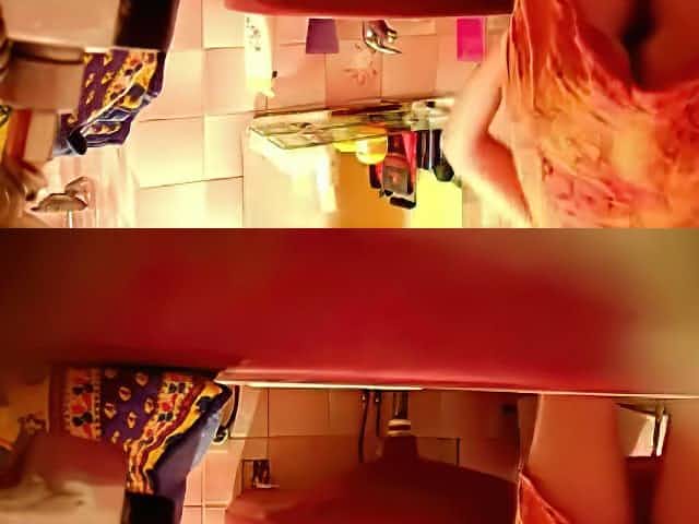 Spying a bent over wife in the bathroom