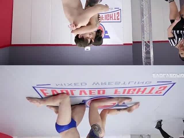 Vanessa Vega mixed exposed wrestling fight and hard screwing